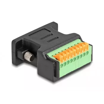 DeLOCK D-Sub 9 Female to Terminal Block Adapter with Push-button Black