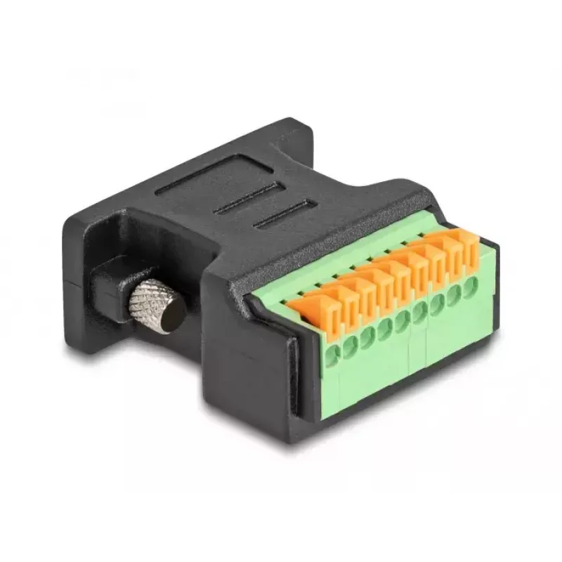 DeLOCK D-Sub 9 Female to Terminal Block Adapter with Push-button Black