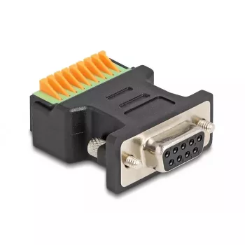DeLOCK D-Sub 9 Female to Terminal Block Adapter with Push-button Black