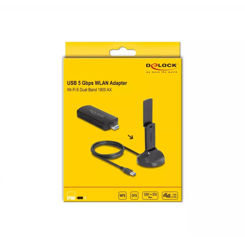 DeLOCK 12771 WLAN Network Card 1201 Mbit/s USB Wi-Fi 6