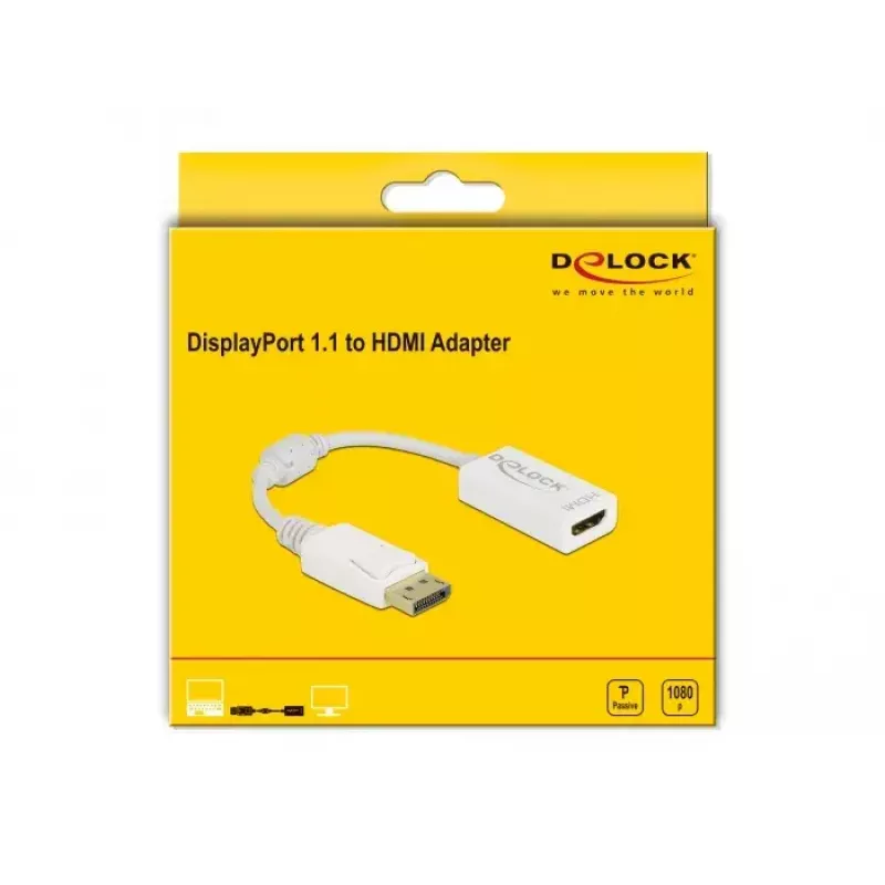 Adapter DisplayPort 1.1 male to HDMI female Passive white DeLOCK 61015