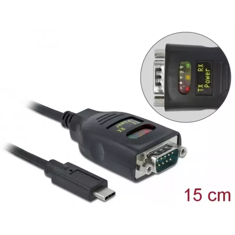 Adapter USB Type-C to 1 x Serial RS-232 DB9 DeLOCK 64038