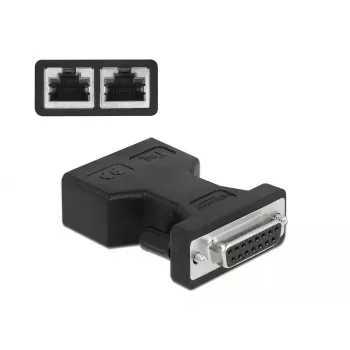 Adapter DeLOCK D-Sub 15 pin female to 2 x RJ45 female AUI 66806