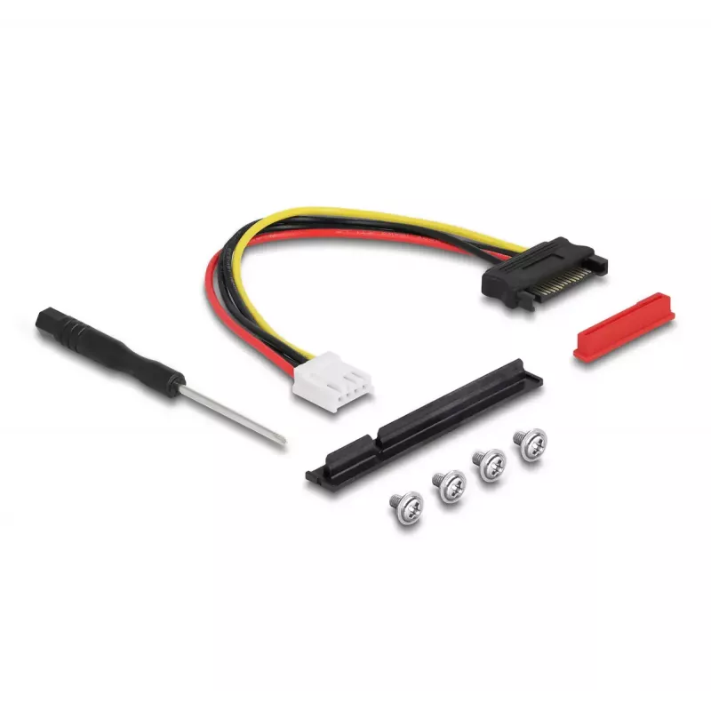 DeLOCK M.2 Key A+E to PCIe x8 NVMe Adapter angled with 20 cm cable