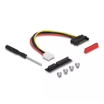 DeLOCK M.2 Key A+E to PCIe x4 NVMe Adapter angled with 20 cm cable