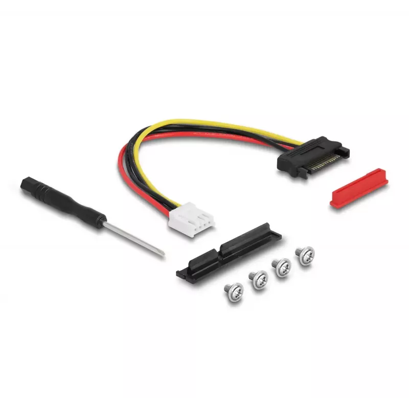 DeLOCK M.2 Key A+E to PCIe x4 NVMe Adapter angled with 20 cm cable