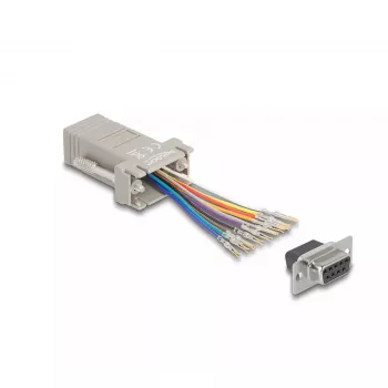 DeLOCK D-Sub 9 pin female to RJ50 female Assembly Kit grey