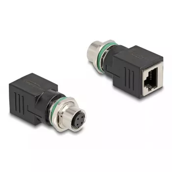 DeLOCK M12 Adapter D-coded 4 pin female to RJ45 jack straight