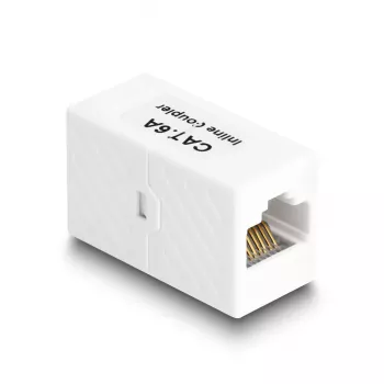 Network Cable DeLOCK Adapter RJ45 jack to RJ45 jack Cat.6A UTP 1m White