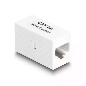 Network Cable DeLOCK Adapter RJ45 jack to RJ45 jack Cat.6A UTP 1m White