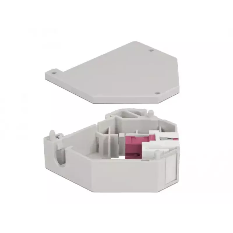 Keystone module DELOCK 87182 — SC to SC duplex adapter, grey/violet/white, 60.1×59.4×21.6 mm