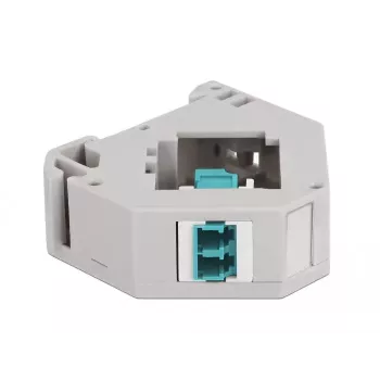 Keystone module DELOCK 87194 with LC to LC connectors, aqua/grey/white, 60.1×59.4×21.6 mm