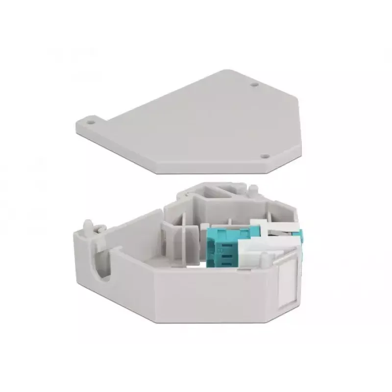 Keystone module DELOCK 87194 with LC to LC connectors, aqua/grey/white, 60.1×59.4×21.6 mm