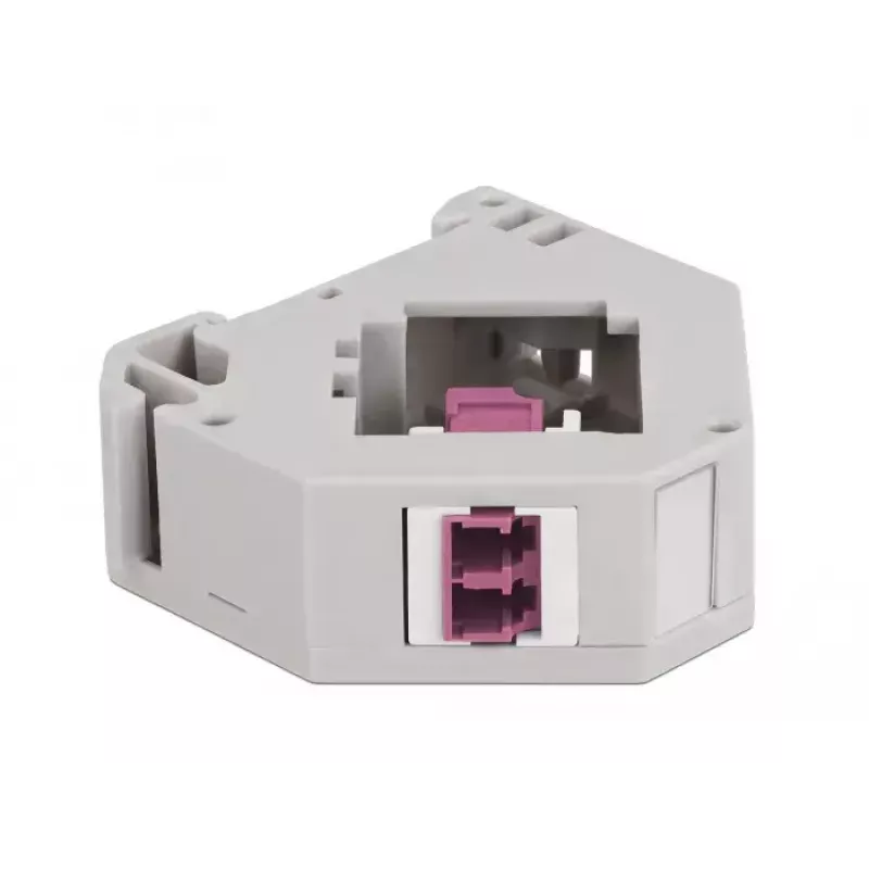 Keystone module DELOCK 87195 with LC to LC connectors, grey/violet/white, 60.1×59.4×21.6 mm