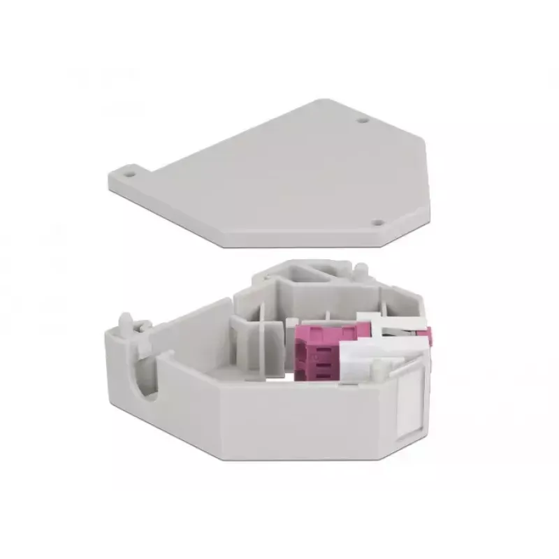 Keystone module DELOCK 87195 with LC to LC connectors, grey/violet/white, 60.1×59.4×21.6 mm
