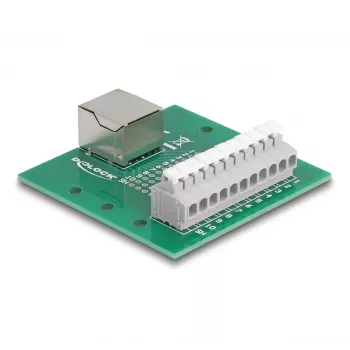 DeLOCK RJ50 female to Terminal Block with push-button for DIN rail