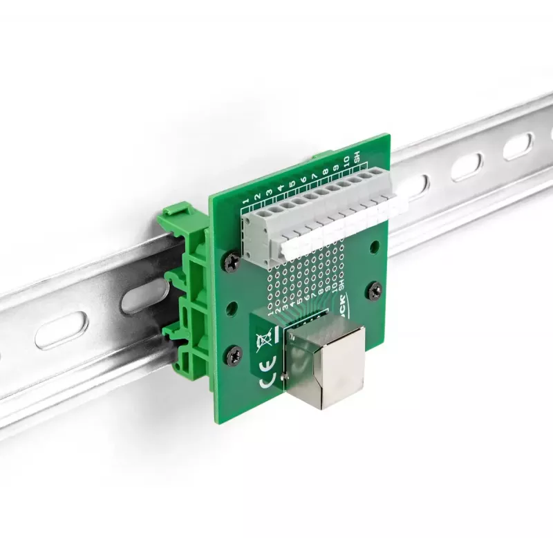 DeLOCK RJ50 female to Terminal Block with push-button for DIN rail