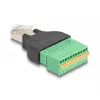 DeLOCK RJ50 male to Terminal Block Adapter with push-button 11 pin terminal block