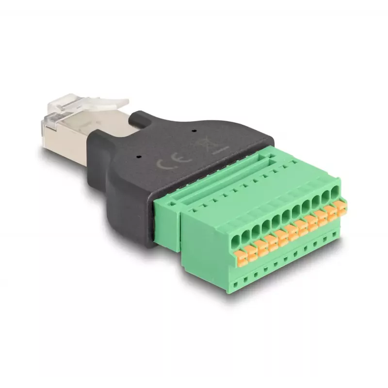 DeLOCK RJ50 male to Terminal Block Adapter with push-button 11 pin terminal block