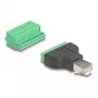 DeLOCK RJ50 male to Terminal Block Adapter with push-button 11 pin terminal block