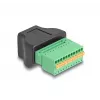 DeLOCK RJ50 female to Terminal Block Adapter with push-button 11 pin terminal block