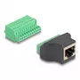 DeLOCK RJ50 female to Terminal Block Adapter with push-button 11 pin terminal block