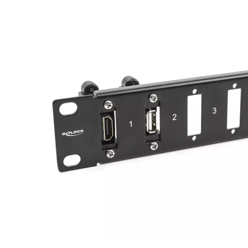 DeLOCK 19 inch Panel for Adapter 16 port black Rack mounting 1U