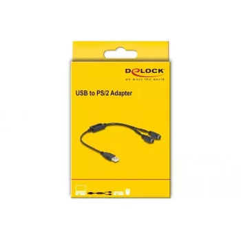 DeLOCK 61061 PS/2 cable 0.43 m 2x 6-p Mini-DIN USB A Black