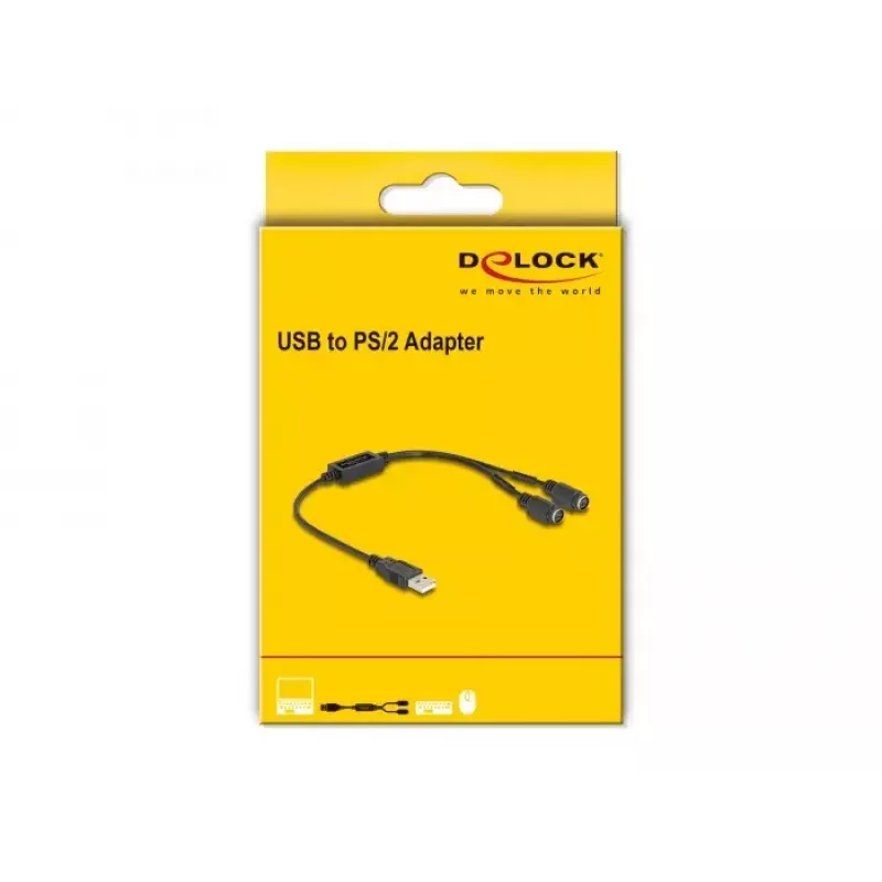 DeLOCK 61061 PS/2 cable 0.43 m 2x 6-p Mini-DIN USB A Black