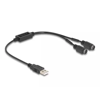 DeLOCK 61061 PS/2 cable 0.43 m 2x 6-p Mini-DIN USB A Black