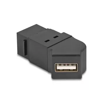 DeLOCK USB 2.0 Type-A panel mount female to Type-A female 45° angled black