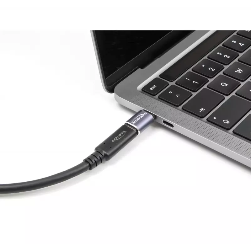 DeLOCK USB Adapter 40 Gbps USB Type-C PD 3.1 240 W male to female port saver 8K 60 Hz metal