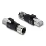 Adapter M12 X-coded 8-pin female to RJ45 plug, DELOCK 90834, gold-plated contacts, black