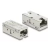Adapter Coupler RJ45 jack-to-jack Cat.6A metal — DELOCK, flat, silver, 15.6×33.1×13.1 mm
