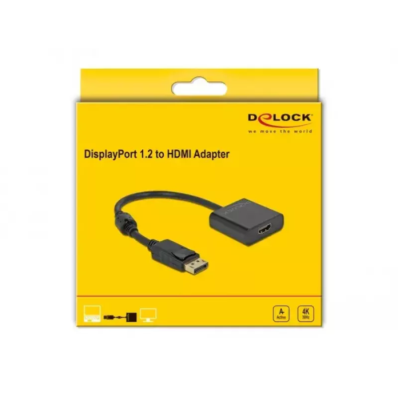 Adapter DisplayPort 1.2 male to HDMI female 4K Active DeLOCK 63585