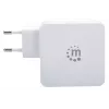 Manhattan Wall/Power Charger (Euro 2-pin), USB-C and USB-A ports, USB-C Output: 45W / 3A, USB-A Output: 2.4A, White, Three Year Warranty, Box