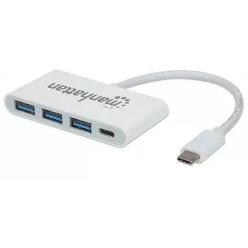 Manhattan USB-C Dock/Hub, Ports (x4): USB-A (x3) and USB-C, 5 Gbps (USB 3.2 Gen1 aka USB 3.0), With Power Delivery (60W) to USB-C Port (Note additional USB-C wall charger and USB-C cable needed), Universal for all devices, SuperSpeed USB, 3 Year Warranty