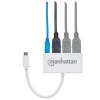 Manhattan USB-C Dock/Hub, Ports (x4): USB-A (x3) and USB-C, 5 Gbps (USB 3.2 Gen1 aka USB 3.0), With Power Delivery (60W) to USB-C Port (Note additional USB-C wall charger and USB-C cable needed), Universal for all devices, SuperSpeed USB, 3 Year Warranty