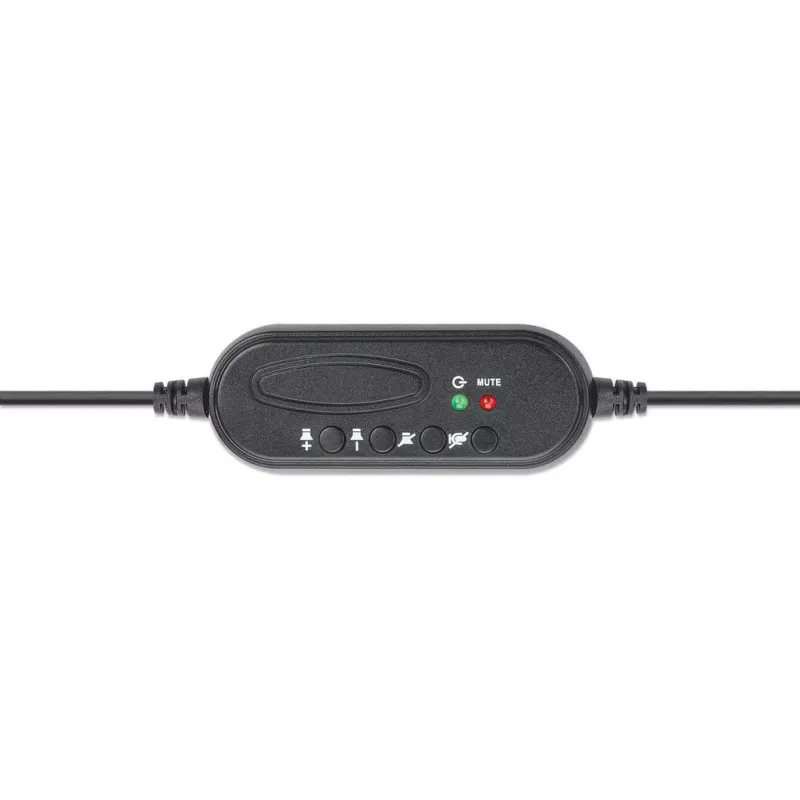 Manhattan Mono Over-Ear Headset (USB), Microphone Boom (padded), Retail Box Packaging, Adjustable Headband, In-Line Volume Control, Ear Cushion, USB-A for both sound and mic use, cable 1.5m, Three Year Warranty