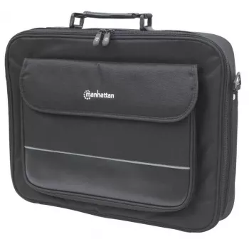 Manhattan Empire Laptop Bag 17.3 inch, Clamshell design, Accessories Pocket, Shoulder Strap (removable), Notebook Case, Black, Three Year Warranty