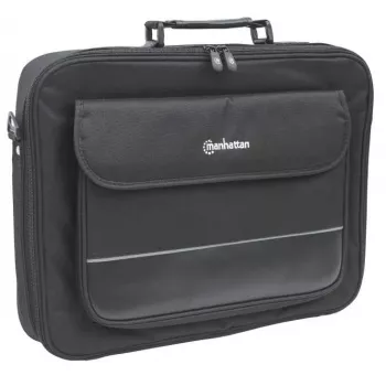 Manhattan Empire Laptop Bag 17.3 inch, Clamshell design, Accessories Pocket, Shoulder Strap (removable), Notebook Case, Black, Three Year Warranty