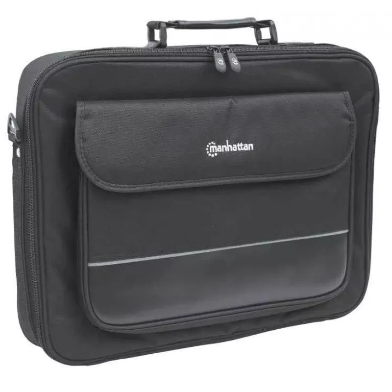 Manhattan Empire Laptop Bag 17.3 inch, Clamshell design, Accessories Pocket, Shoulder Strap (removable), Notebook Case, Black, Three Year Warranty