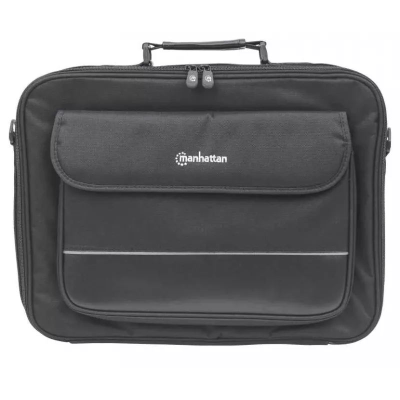 Manhattan Empire Laptop Bag 17.3 inch, Clamshell design, Accessories Pocket, Shoulder Strap (removable), Notebook Case, Black, Three Year Warranty