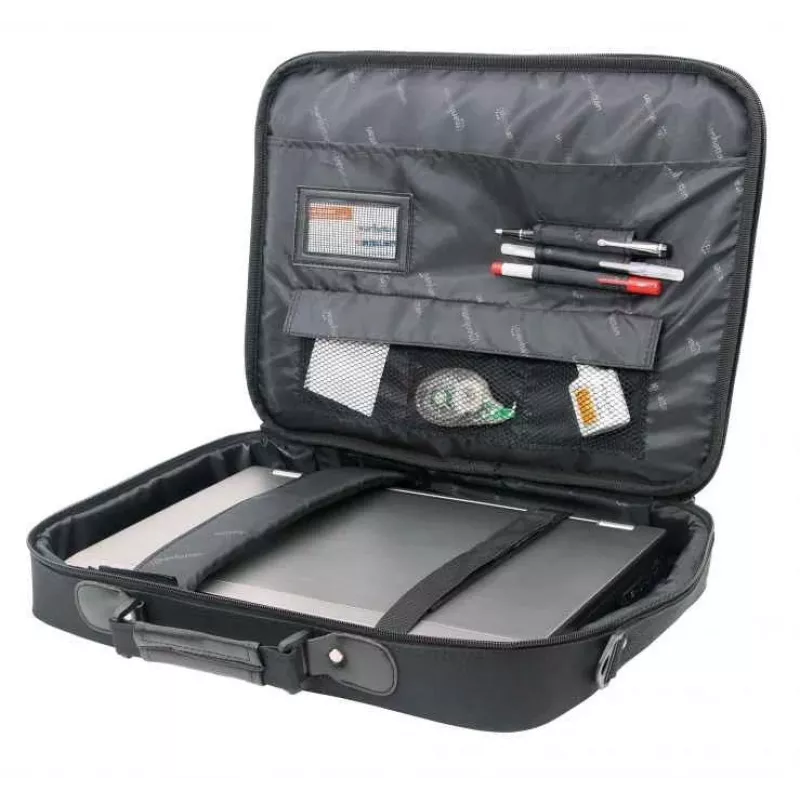 Manhattan Empire Laptop Bag 17.3 inch, Clamshell design, Accessories Pocket, Shoulder Strap (removable), Notebook Case, Black, Three Year Warranty