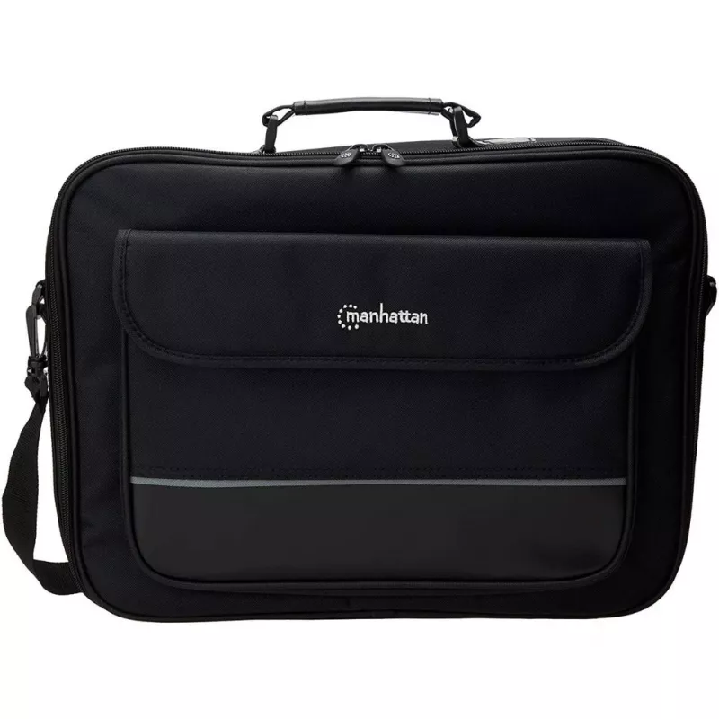 Manhattan Empire Laptop Bag 17.3 inch, Clamshell design, Accessories Pocket, Shoulder Strap (removable), Notebook Case, Black, Three Year Warranty