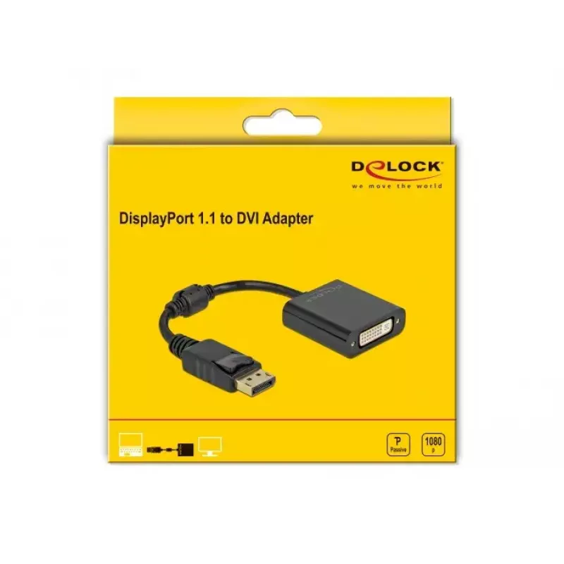 Adapter DisplayPort 1.1 male to DVI female Passive black DeLOCK 61008