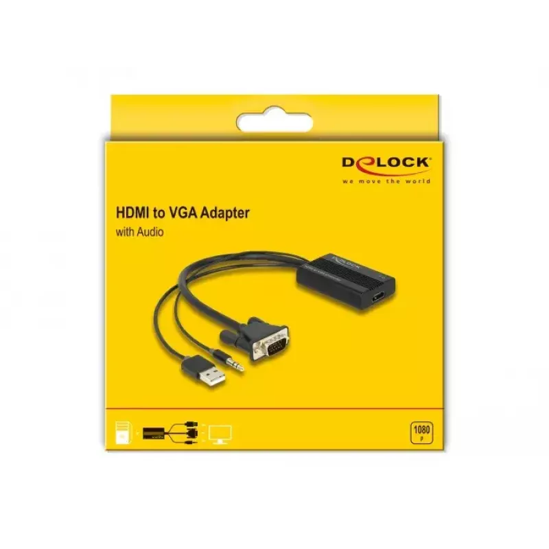 DeLOCK HDMI to VGA Adapter with Audio 25 cm HDMI Type A VGA D-Sub