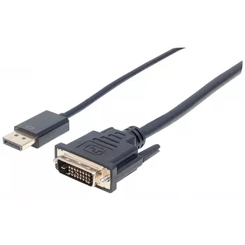 Manhattan DisplayPort 1.2a to DVI-D 24+1 Cable, 1080p@60Hz, 3m, Male to Male, Passive, Compatible with DVD-D, Black, Three Year Warranty, Equivalent to DP2DVIMM10.