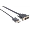 Manhattan DisplayPort 1.2a to DVI-D 24+1 Cable, 1080p@60Hz, 3m, Male to Male, Passive, Compatible with DVD-D, Black, Three Year Warranty, Equivalent to DP2DVIMM10.
