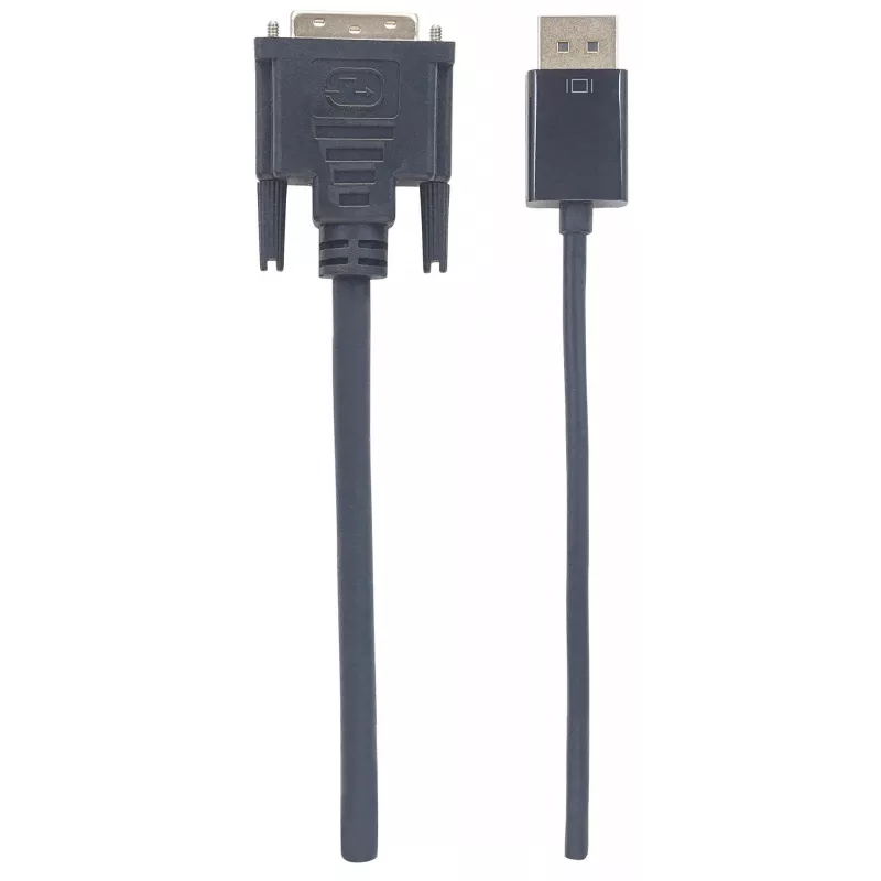 Manhattan DisplayPort 1.2a to DVI-D 24+1 Cable, 1080p@60Hz, 3m, Male to Male, Passive, Compatible with DVD-D, Black, Three Year Warranty, Equivalent to DP2DVIMM10.